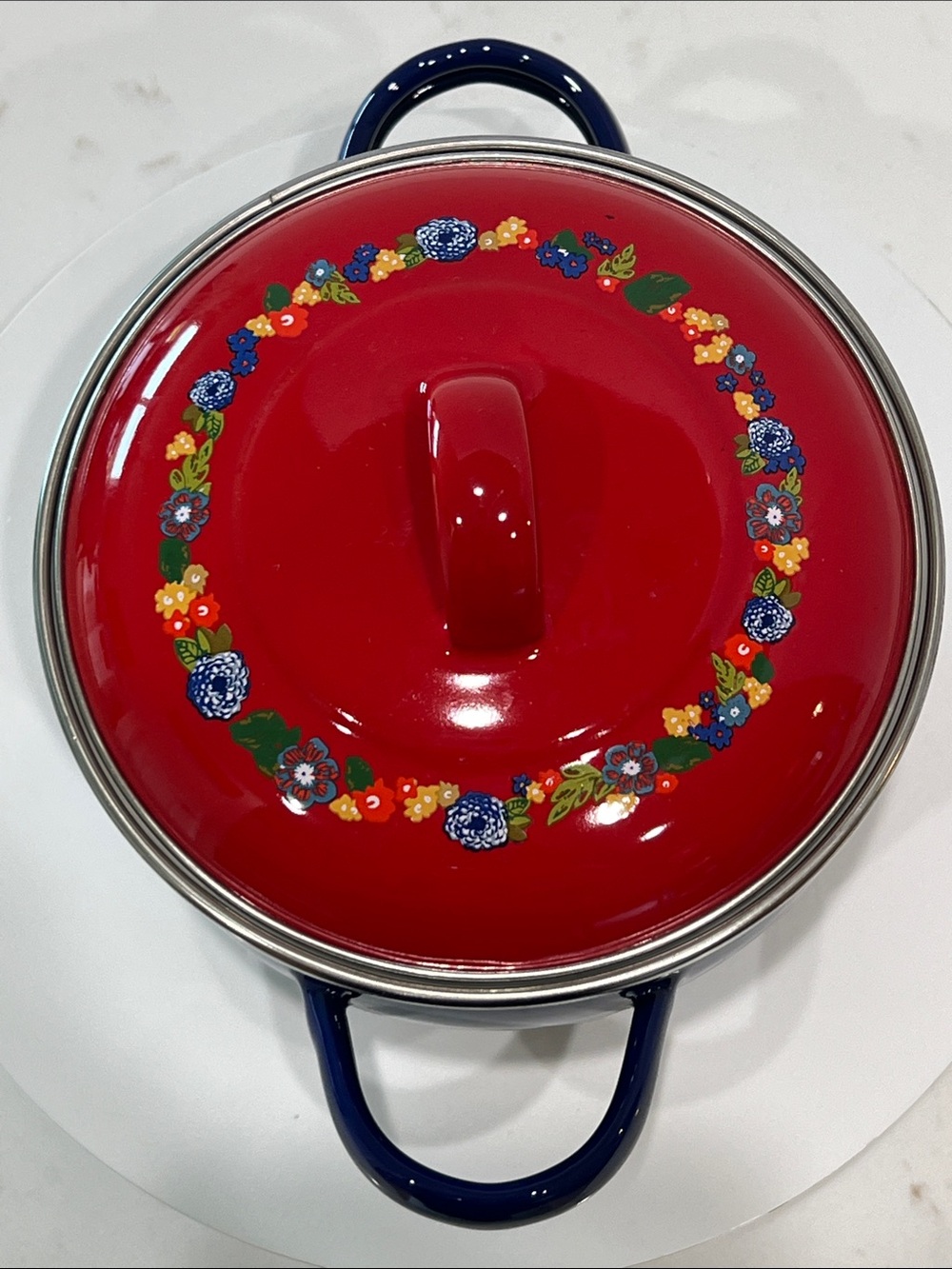 The Pioneer Woman Dazzling Dahlias 1 Qt Mini Enamel Dutch Oven Floral - Picture 3 of 7